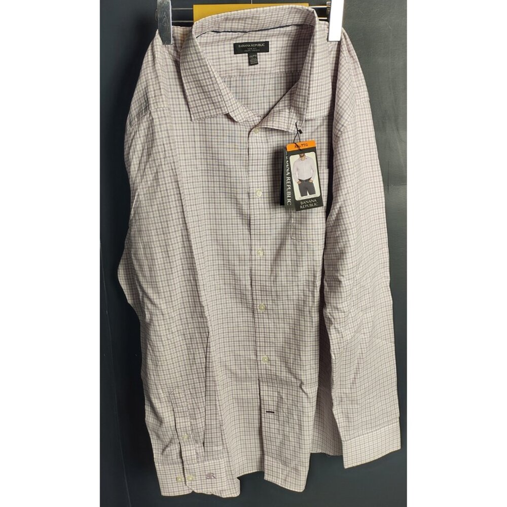 Banana Republic Men’s XXL Light Purple Check Dress Shirt Long Sleeve NWT
